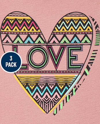 Pack de 3 camisetas con gráfico de tendencia para niñas