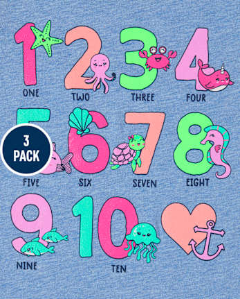 Baby And Toddler Girls Education Graphic Tee 3-Pack