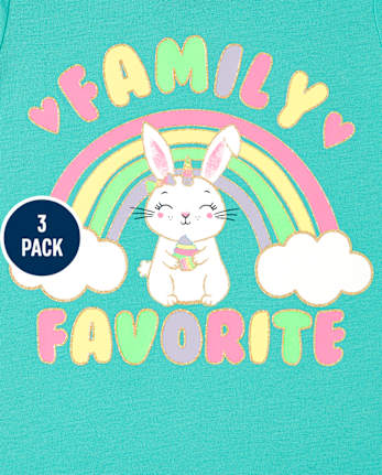 Paquete de 3 camisetas con estampado familiar para bebés y niñas pequeñas
