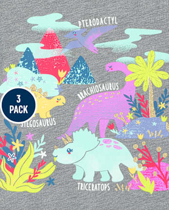 Lot de 3 t-shirts graphiques tendance pour bébés et petites filles