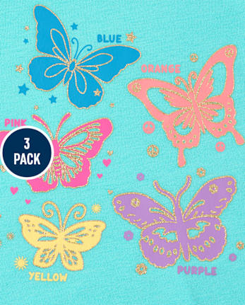 Lot de 3 t-shirts graphiques tendance pour bébés et petites filles