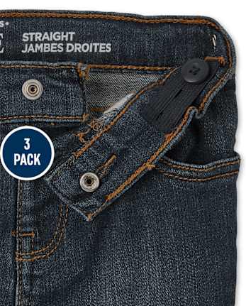 Paquete de 3 jeans rectos básicos para bebés y niños pequeños