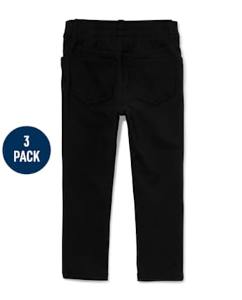 Niños pequeños Niña Uniform Ponte Tejido de punto Pull On Jeggings 3-Pack