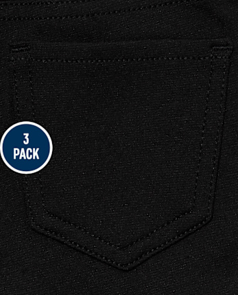 Niños pequeños Niña Uniform Ponte Tejido de punto Pull On Jeggings 3-Pack