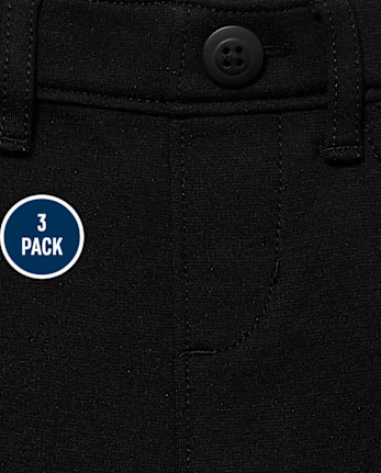Niña Uniforme Ponte Tejido de punto Jeggings sin cordones, paquete de 3