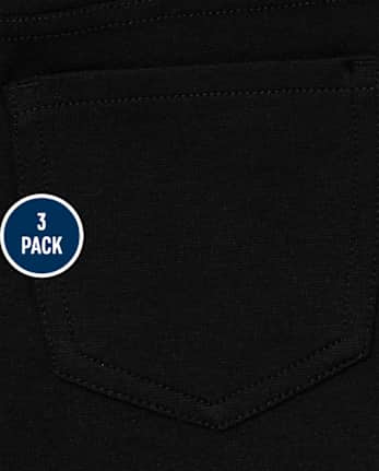 Niña Uniforme Ponte Tejido de punto Jeggings sin cordones, paquete de 3