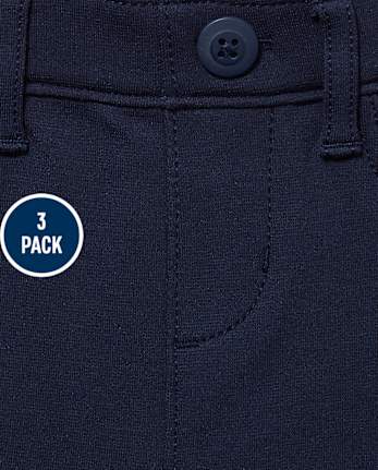 Niña Uniforme Ponte Tejido de punto Jeggings sin cordones, paquete de 3