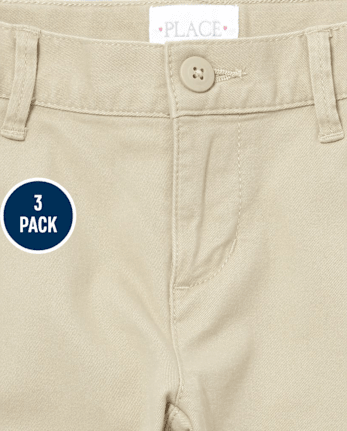 Pack 3 Shorts Chinos Elásticos Uniforme Niña - Estrecho