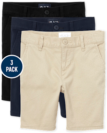 Girls Uniform Stretch Chino Shorts 3-Pack - Slim