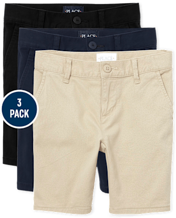 Pack de 3 Shorts chinos elásticos uniformes para niña - Plus