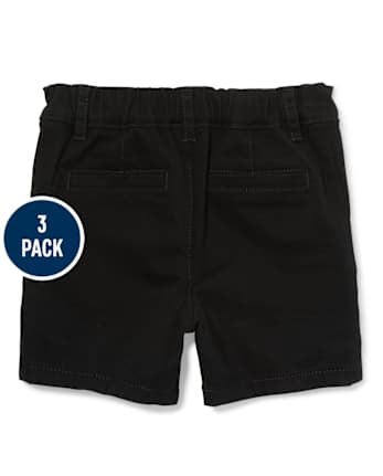 Niños pequeños Niña Uniform Stretch Chino Shorts 3-Pack