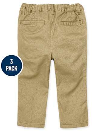 Baby And Toddler Boys Uniform Relaxed Straight Chino Pants 3-Pack