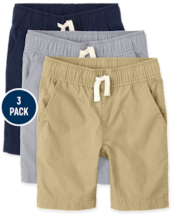 Paquete de 3 pantalones cortos tipo jogger sin cordones de uniforme para niños