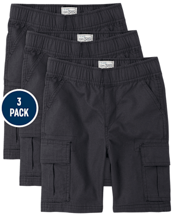Boys Ripstop Pull On Cargo Shorts 3-Pack