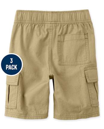 Boys Ripstop Pull On Cargo Shorts 3-Pack