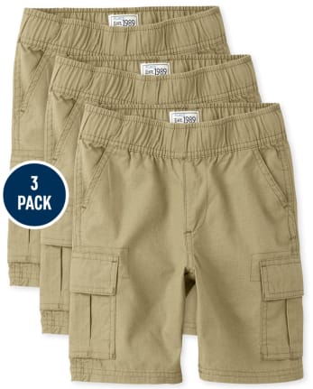 Paquete de 3 pantalones cortos tipo cargo de uniforme para niños