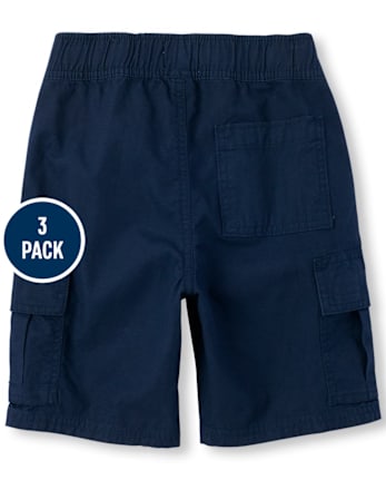 Paquete de 3 pantalones cortos tipo cargo de uniforme para niños