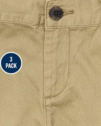 Boys Uniform Stretch Chino Shorts 3-Pack