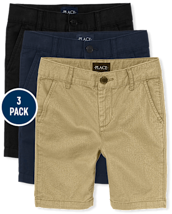 Boys Uniform Stretch Chino Shorts 3-Pack
