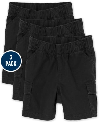Paquete 3 pantalones cortos tipo cargo tejidos para bebés y niños pequeños | The Children's Place - BLACK