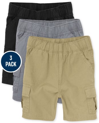 Paquete de 3 pantalones cortos tipo cargo de uniforme para niños pequeños