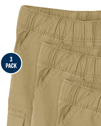 Baby And Toddler Boys Ripstop Pull On Cargo Shorts 3-Pack