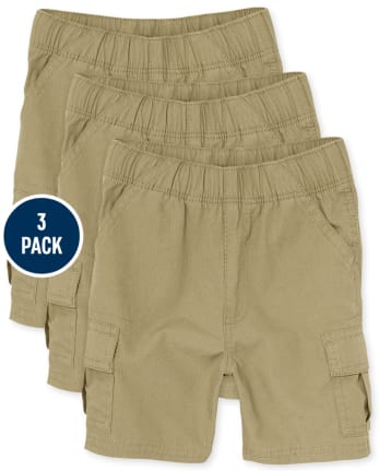 Paquete de 3 pantalones cortos tipo cargo de uniforme para niños pequeños
