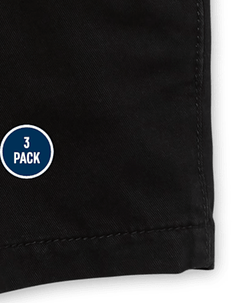 Pantalones cortos chinos de uniforme para bebés y niños pequeños, paquete de 3