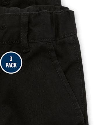 Pantalones cortos chinos de uniforme para bebés y niños pequeños, paquete de 3