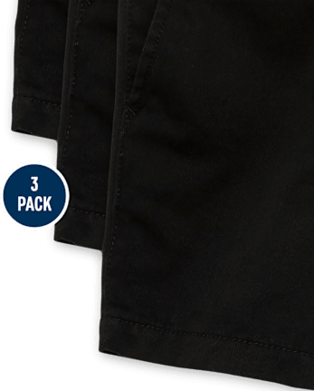 Pantalones cortos chinos de uniforme para bebés y niños pequeños, paquete de 3