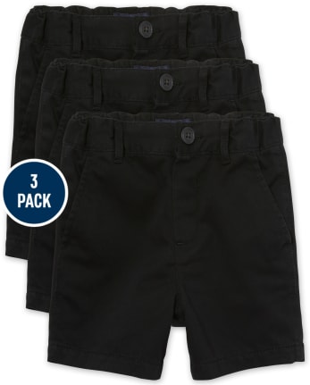 Pantalones cortos chinos de uniforme para bebés y niños pequeños, paquete de 3