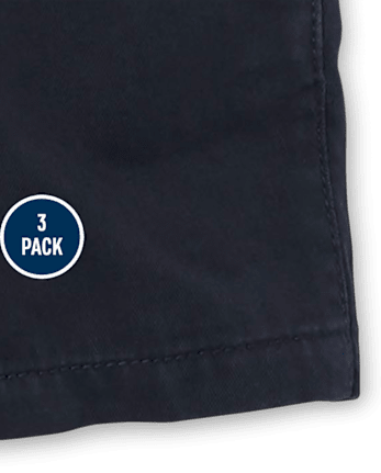 Pantalones cortos chinos de uniforme para bebés y niños pequeños, paquete de 3