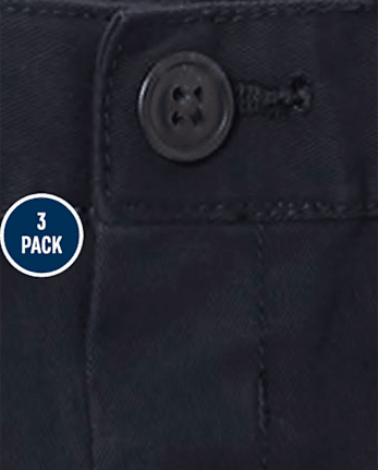 Pantalones cortos chinos de uniforme para bebés y niños pequeños, paquete de 3