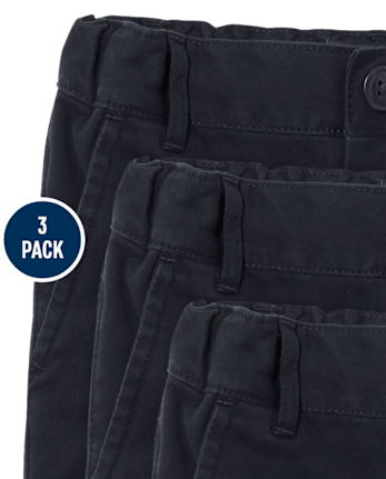 Pantalones cortos chinos de uniforme para bebés y niños pequeños, paquete de 3