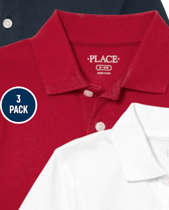 Boys Uniform Soft Pique Polo 3-Pack