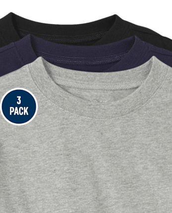 Camiseta básica con capas de uniforme para niños, paquete de 3