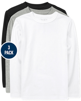 Paquete de 3 camisetas basicas de manga larga de uniforme para ninos MULTI The Children s Place