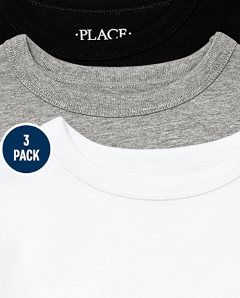 Camiseta básica con capas de uniforme para niños, paquete de 3