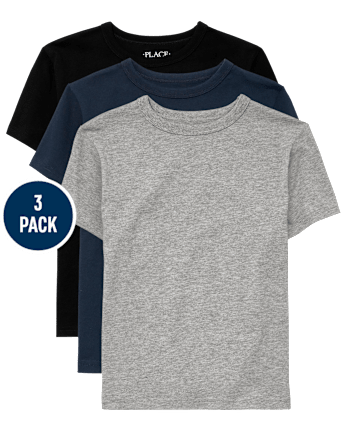 Camiseta básica con capas de uniforme para niños, paquete de 3