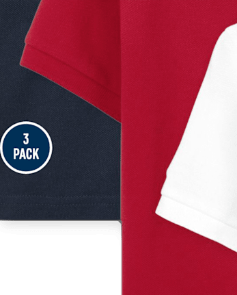 Lot de 3 polos uniformes en piqué pour bébés et tout-petits garçons