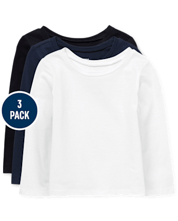 Lot de 3 t-shirts superposés basiques pour toute-petite fille