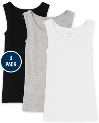 Girls Sleeveless Ribbed Tank 3-Pack | The Children's Place - MULTI CLR
