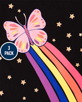 Paquete de 3 camisetas con estampado de animales para niñas pequeñas - MULTI CLR