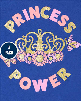 Camiseta con estampado de princesa para niñas, paquete de 3
