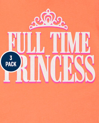 Camiseta con estampado de princesa para niñas, paquete de 3