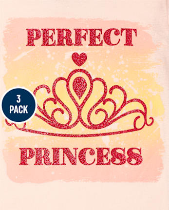 Camiseta con estampado de princesa para niñas, paquete de 3