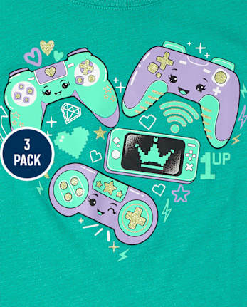 Girls Video Game Graphic Tee 3-Pack