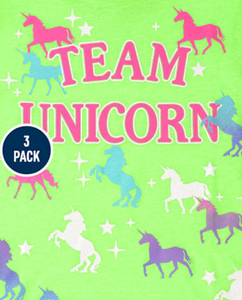 Paquete de 3 camisetas con estampado de unicornio para niñas