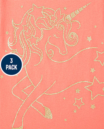 Paquete de 3 camisetas con estampado de unicornio para niñas