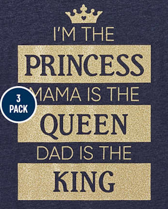 Paquete de 3 camisetas con gráfico familiar para niñas